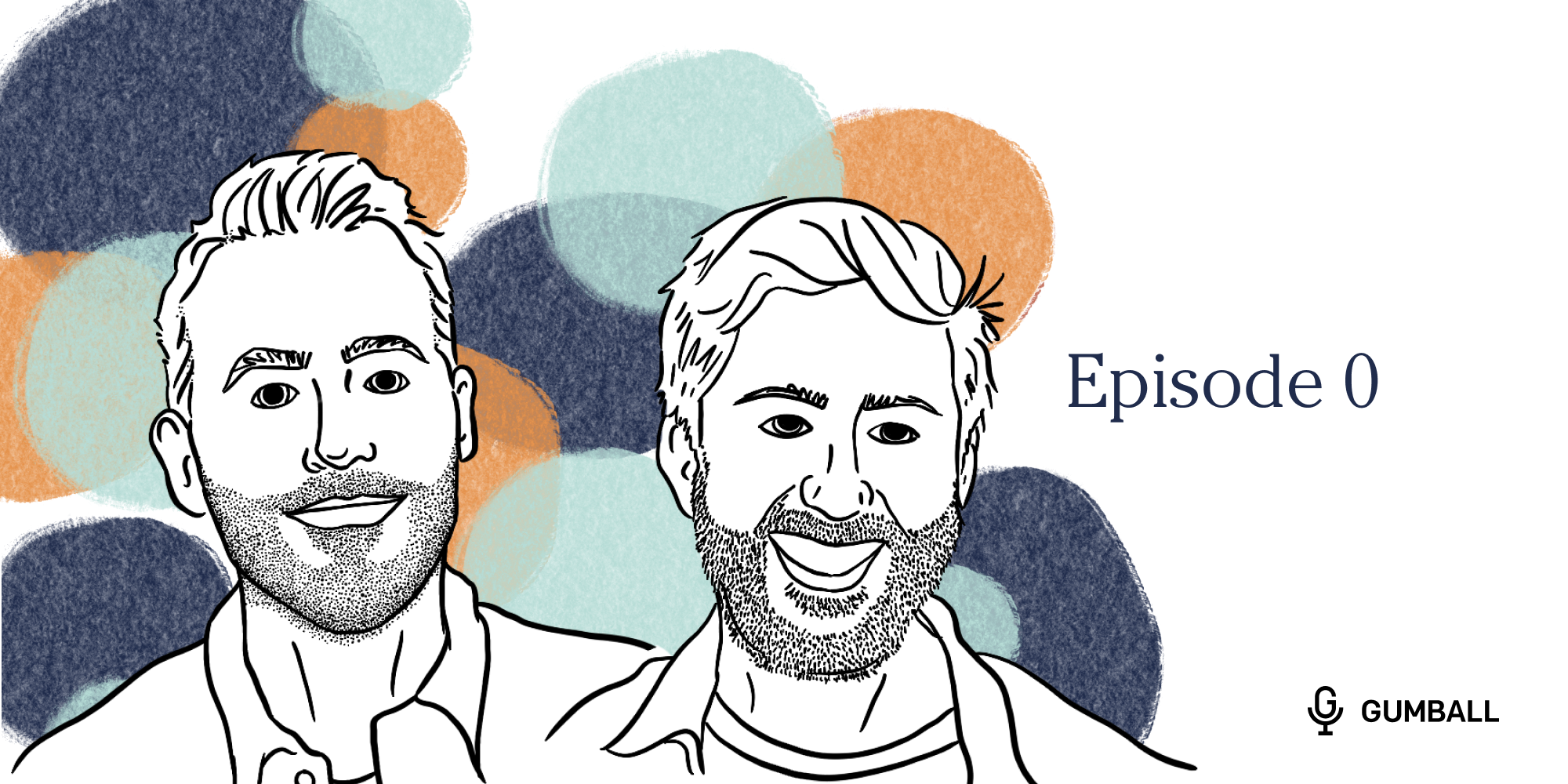 illustrated versions of jake hurwitz on the left and amir blumenfeld on the right with the text episode 0 next to their head